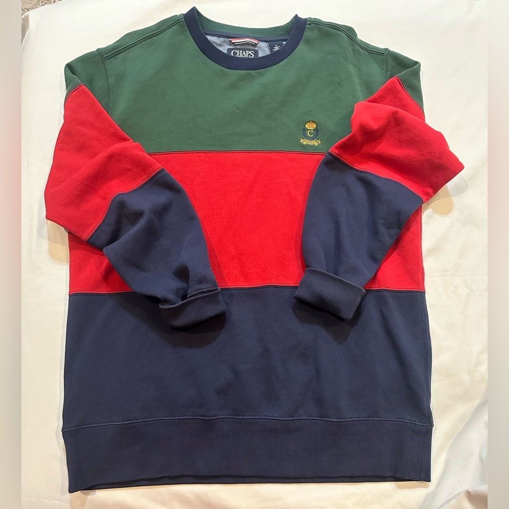Chaps Ralph Lauren Unisex Vintage Colorblock Crewneck Sweatshirt - Picture 2 of 12